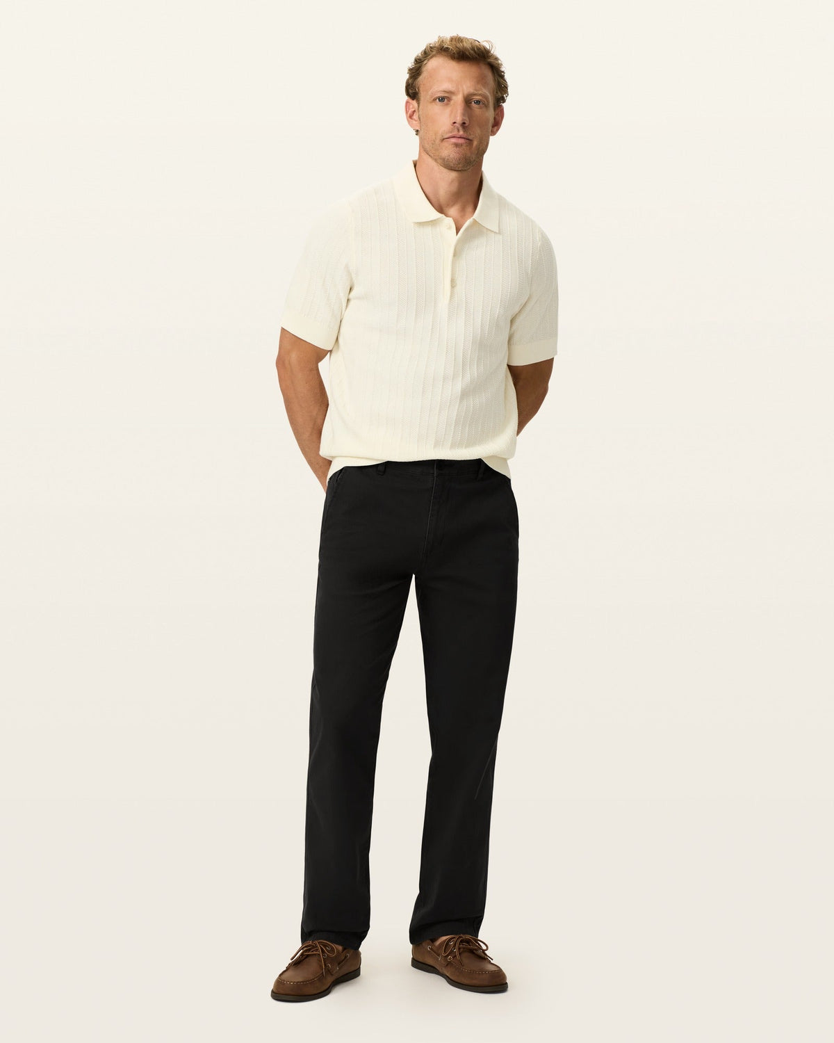 Straight Fit Chinos with Four-Way Stretch and Machine Washable