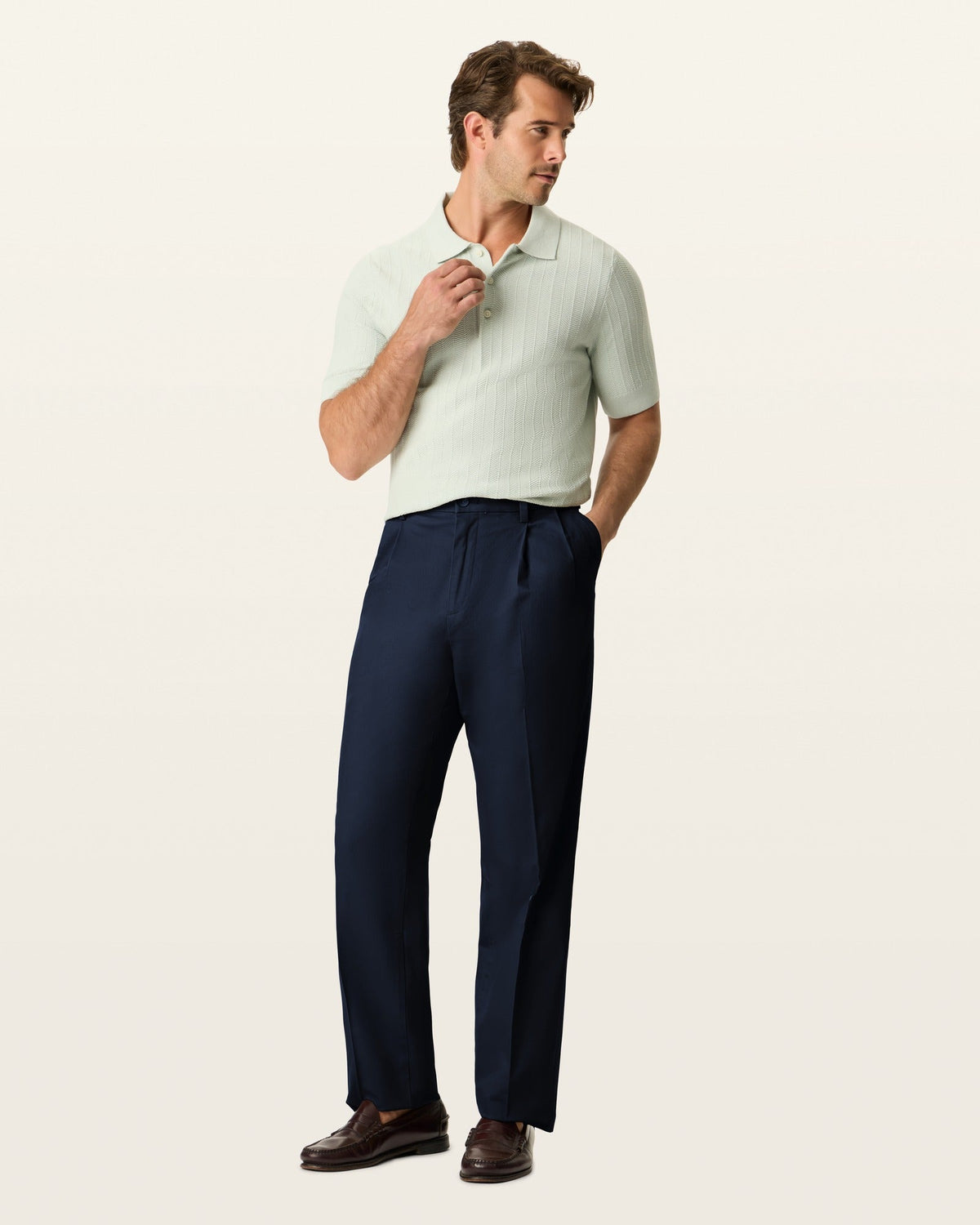 Pleated Khaki Pants with Stretch Fabric and Stain Defender, Wrinkle-Resistant