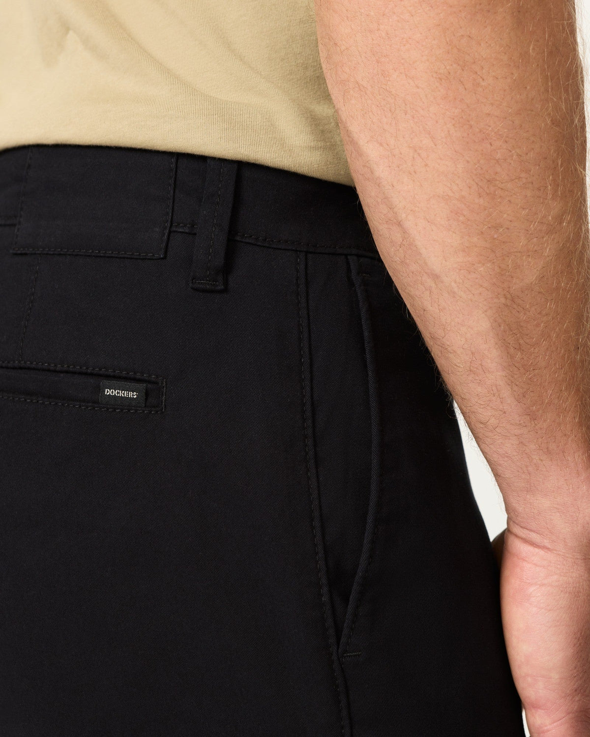 Straight Fit Cotton Khaki Pants with Belt Loops and Pockets