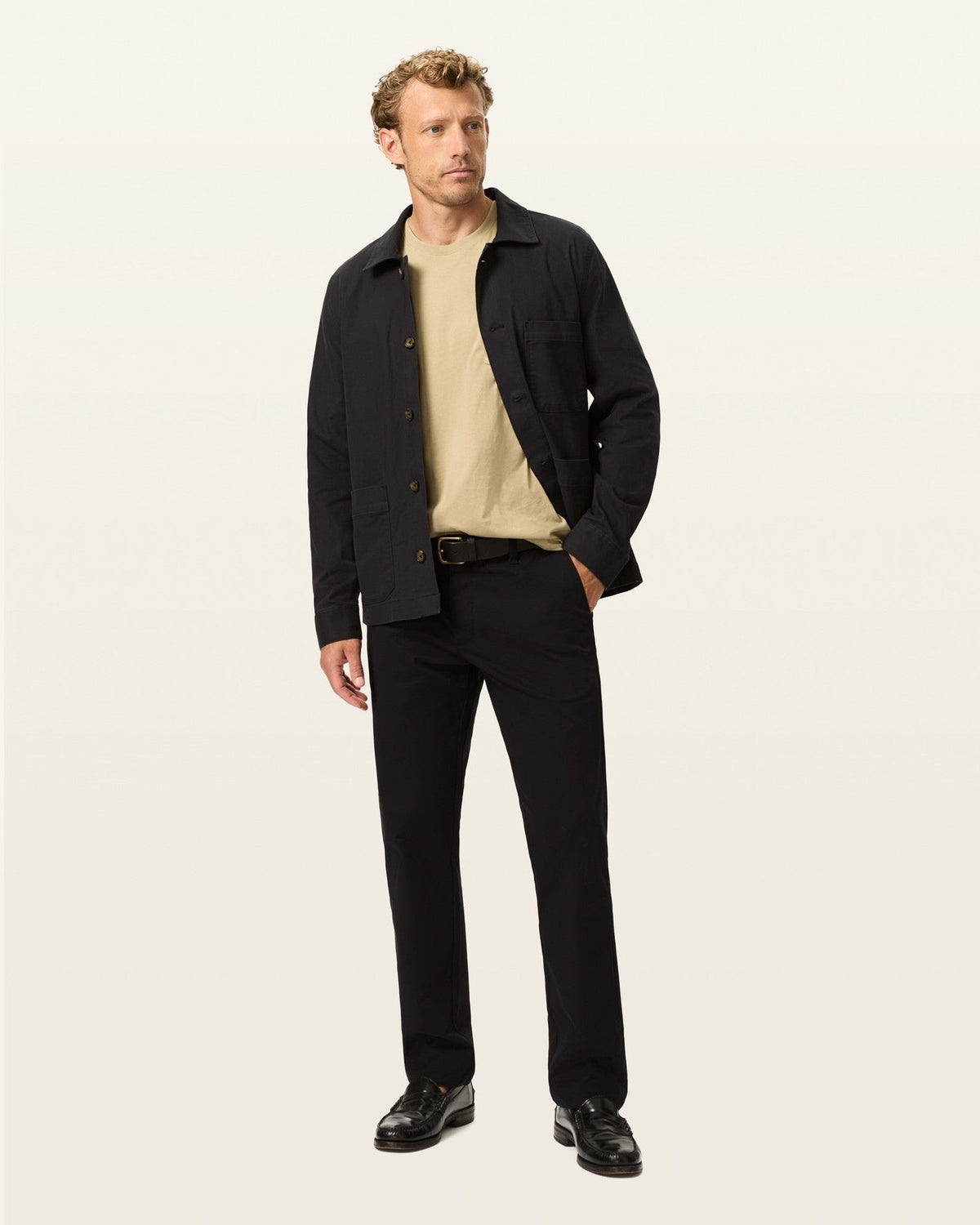 Straight Fit Cotton Khaki Pants with Belt Loops and Pockets