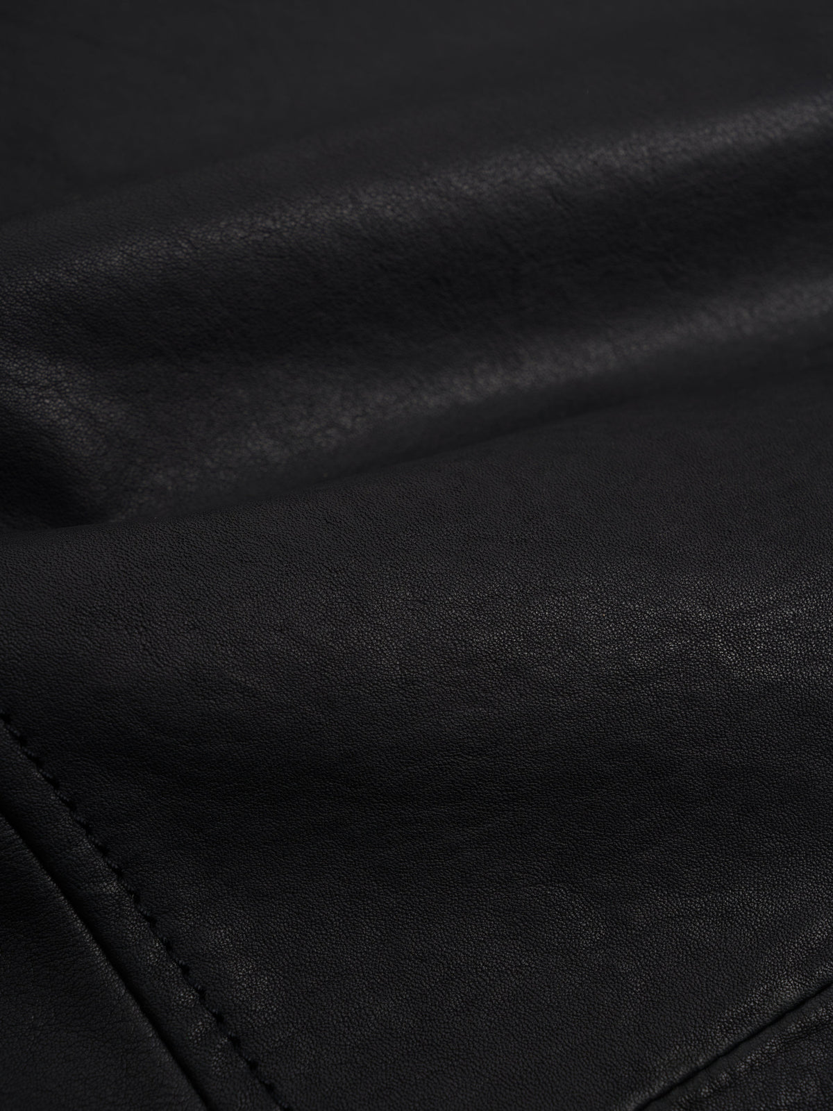 Black Leather Jacket with Two-Button Closure and Notch Lapels