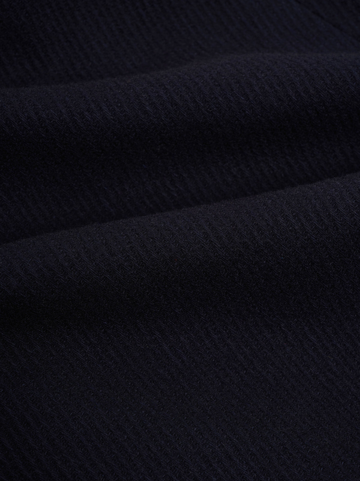 Navy Wool Twill Overcoat with Raglan Sleeves and Storm Collar, Full-Length Cut