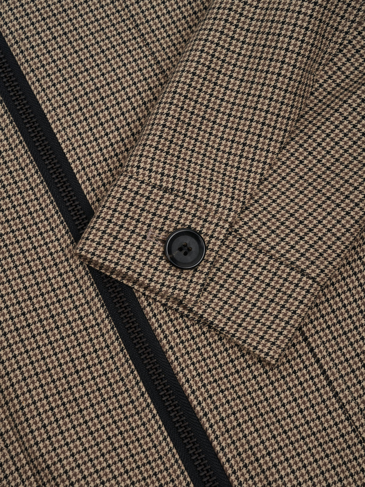 Bomber Jacket with Cotton Wool Blend and Houndstooth Weave, Double-Zip Closure