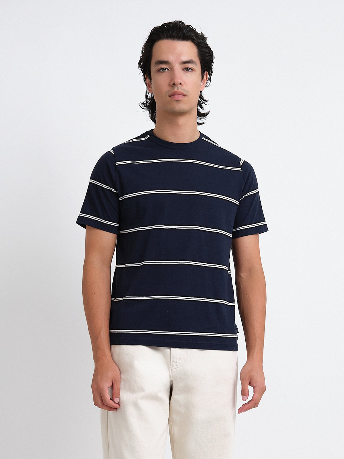 Horizontal Stripe T-Shirt in Navy Organic Cotton