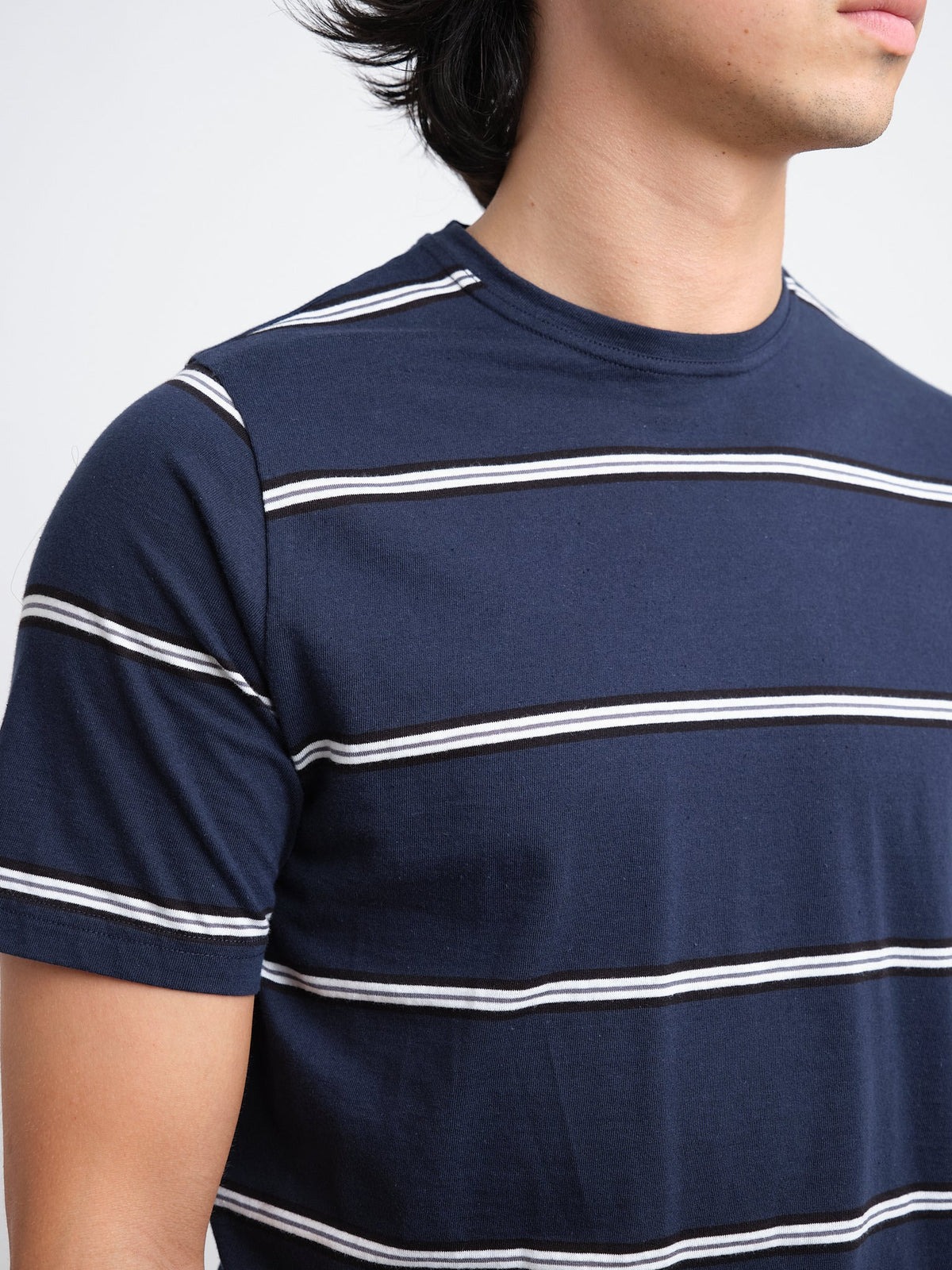 Horizontal Stripe T-Shirt in Navy Organic Cotton