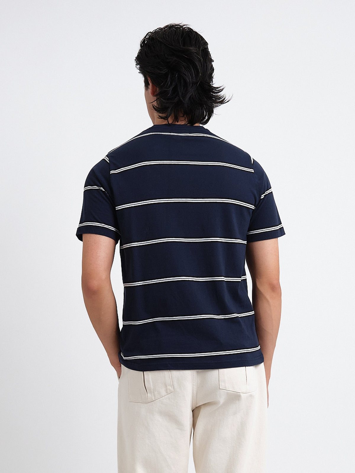 Horizontal Stripe T-Shirt in Navy Organic Cotton