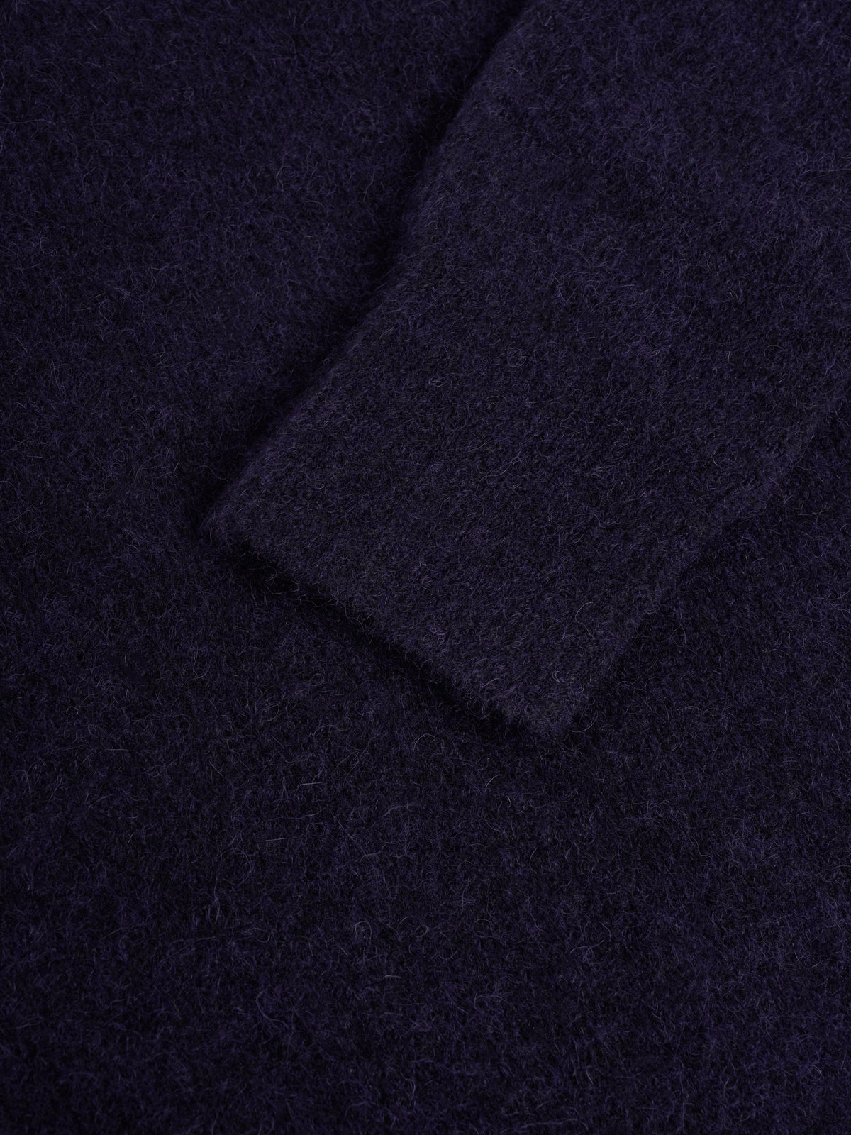 Alpaca Wool Blend Jumper with Double-Knit Ribbed Neckline and Elasticated Cuffs, Purple