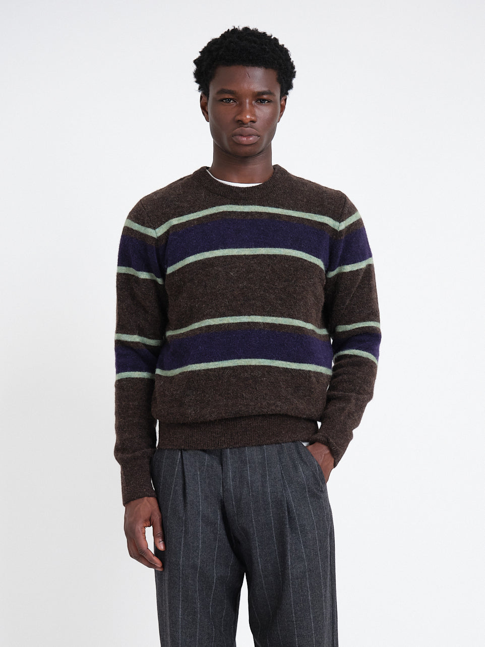Striped Jumper with Alpaca Wool Blend and Elasticated Cuffs, Regular Fit