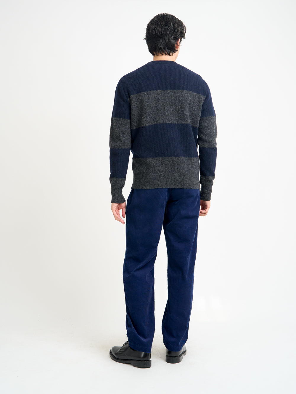 Extrafine Wool Jumper with Navy and Charcoal Color