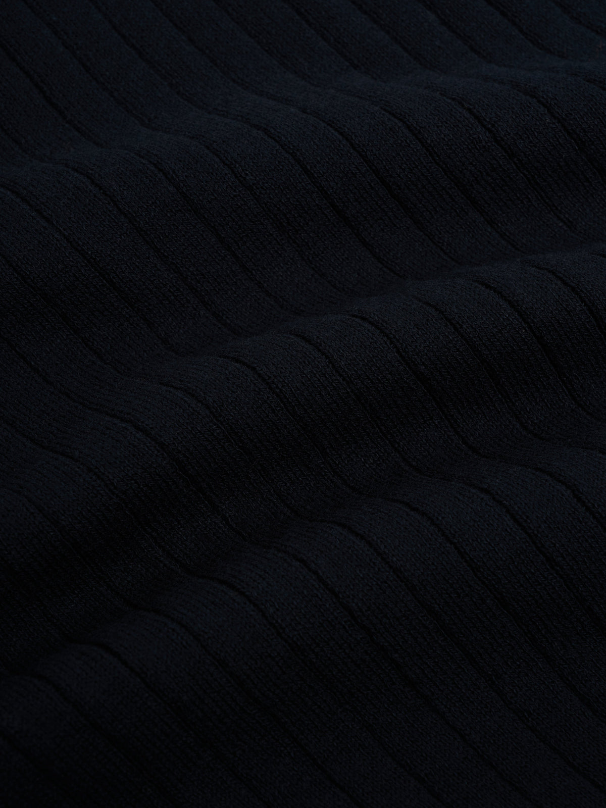 Long-Sleeve Knitted Polo Shirt with Ribbed Texture and Three-Button Placket, Navy