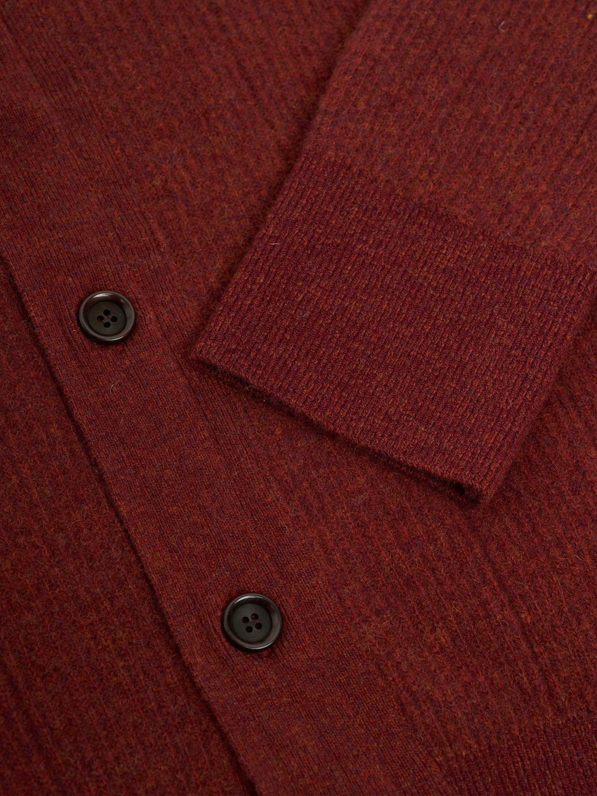 Extrafine Wool Cardigan with Spread Collar and Button Front, Red