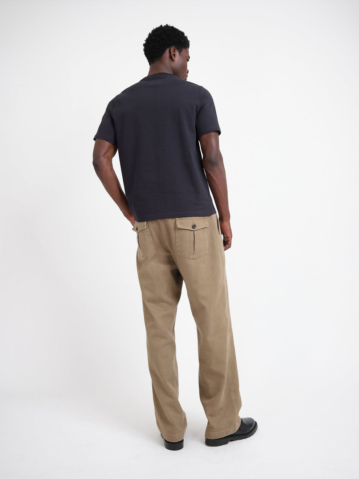 Navy Organic Cotton T-Shirt with Curved Hem and Heavier Weight for Autumn