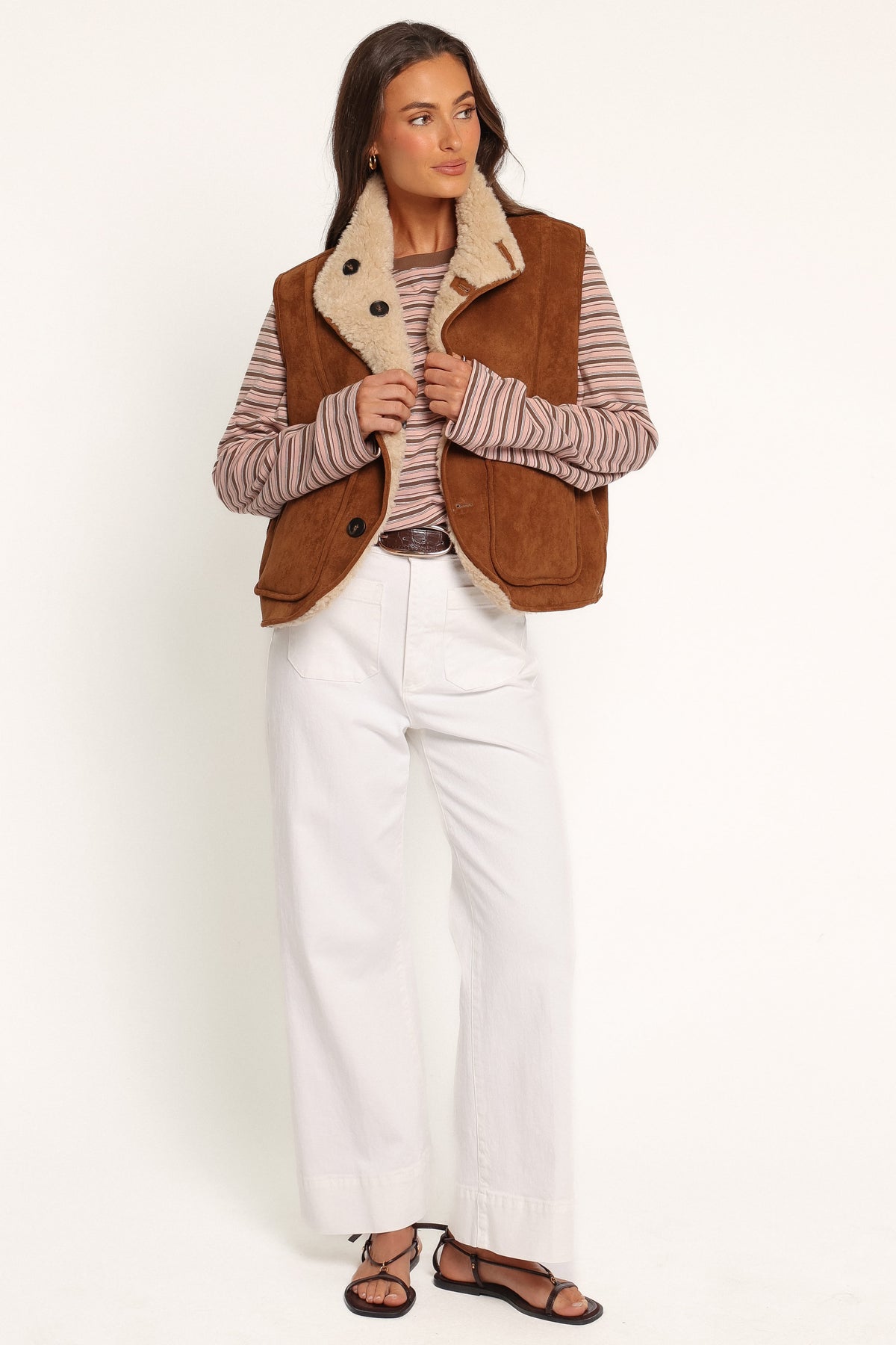 OUTERWEAR Carrie Sherling Vest - Camel