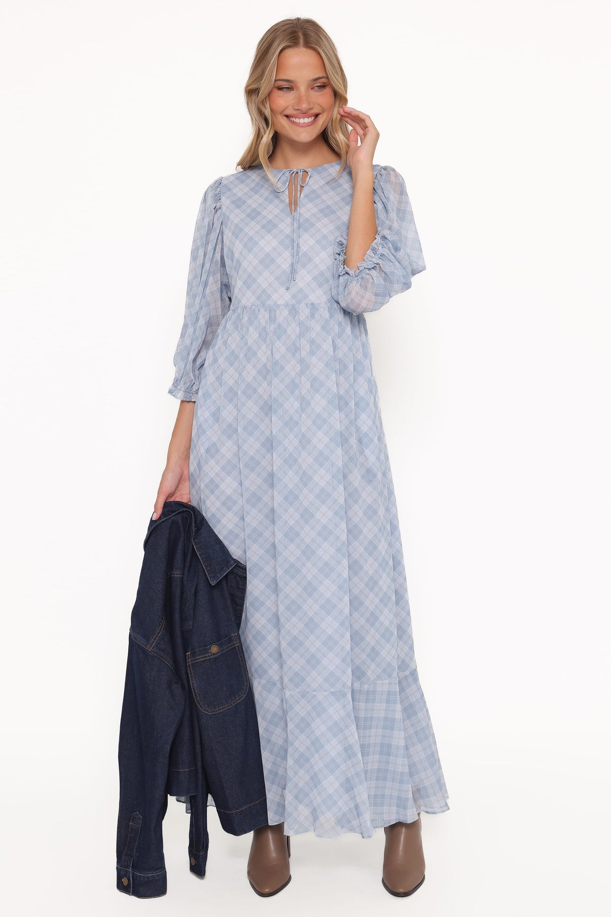 Petal and Pup USA DRESSES Cassina Maxi Dress - Blue Plaid