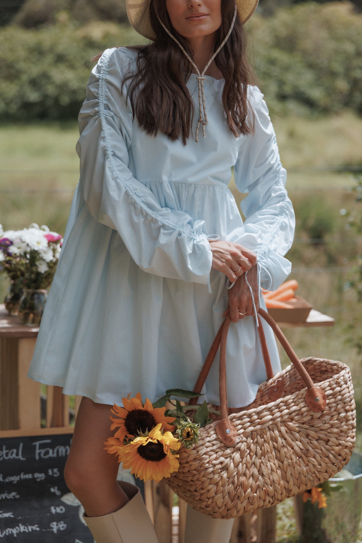 Petal and Pup USA DRESSES Micaela Long Sleeve Mini Dress - Baby Blue