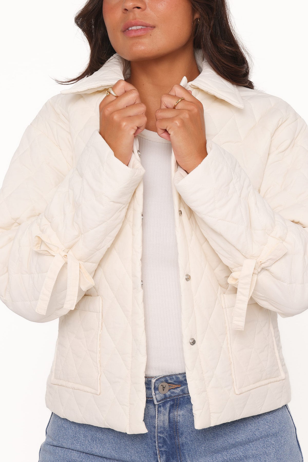 Petal and Pup USA OUTERWEAR Caitlin Quilted Jacket - Cream