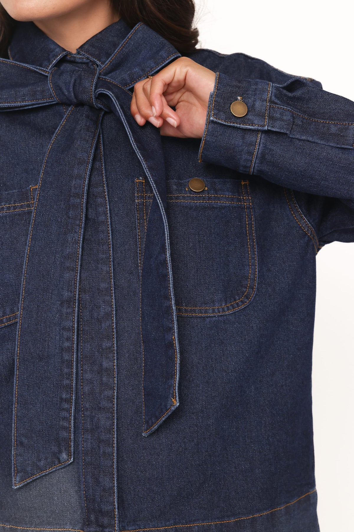 Petal and Pup USA OUTERWEAR Cleo Denim Bow Jacket - Indigo