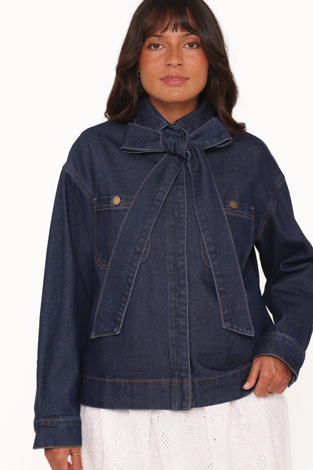 Petal and Pup USA OUTERWEAR Cleo Denim Bow Jacket - Indigo
