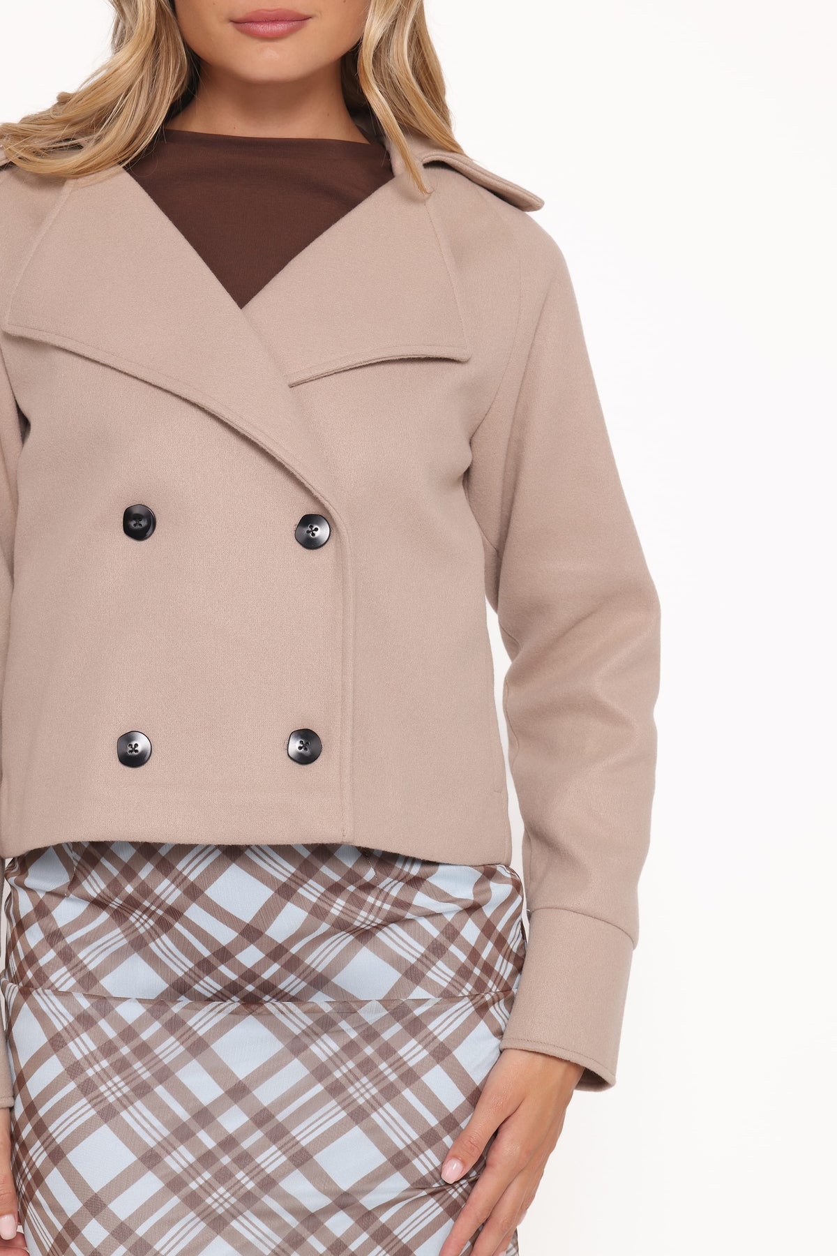 Petal and Pup USA OUTERWEAR Saylor Cropped Car Coat - Oatmeal