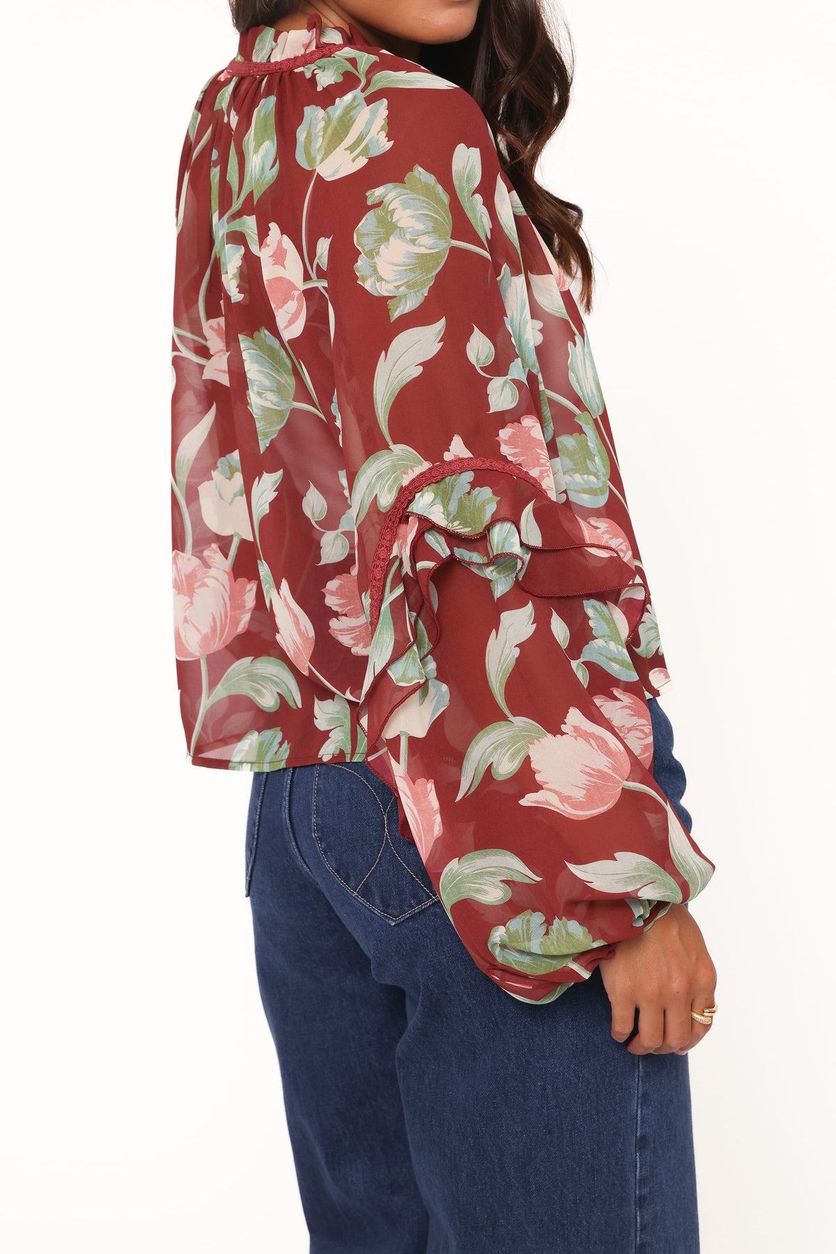 Petal and Pup USA TOPS Hesper Ruffle Top - Red Tulip Floral