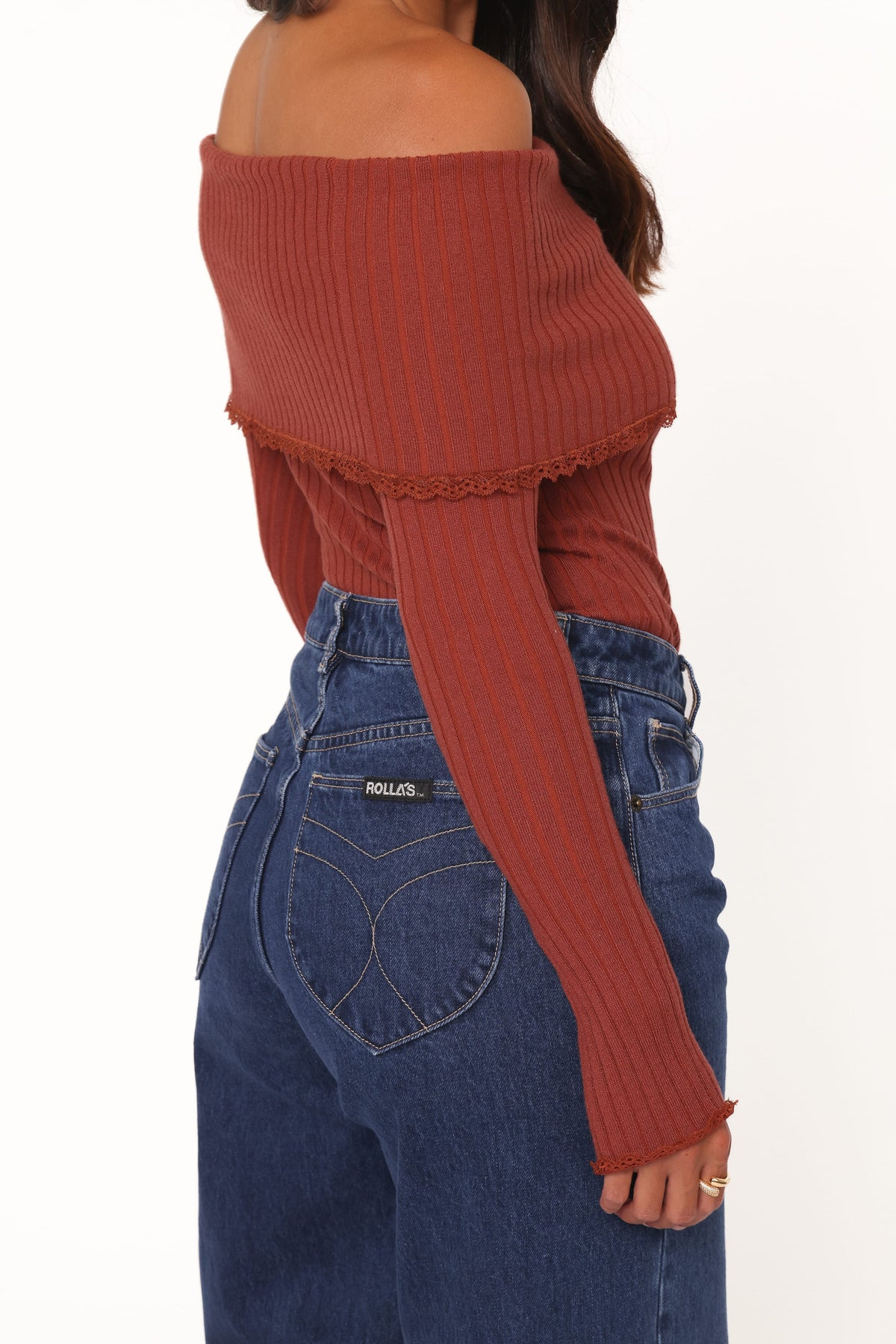 Petal and Pup USA TOPS Sirmione Off Shoulder Pointelle Top - Burgundy