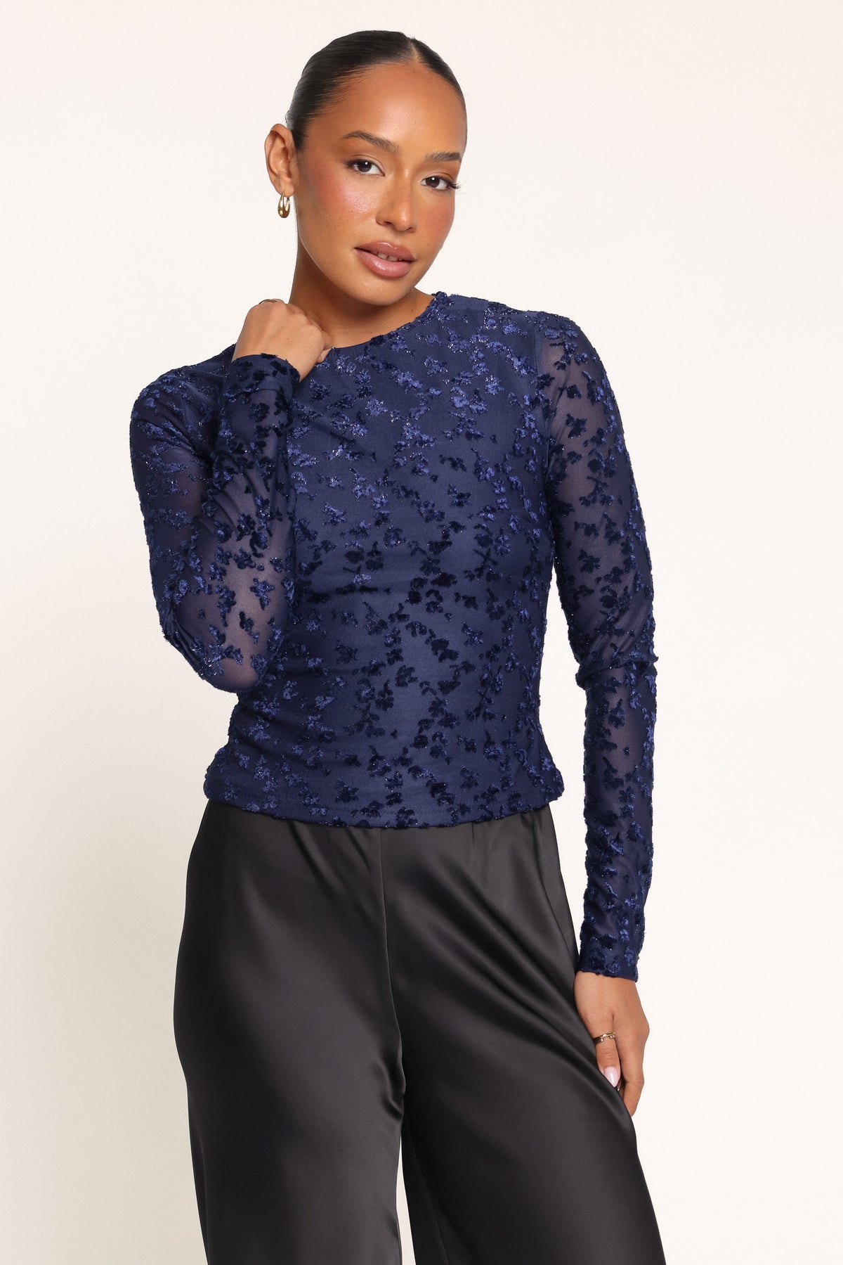 TOPS Ellison Top - Navy Burnout Velvet
