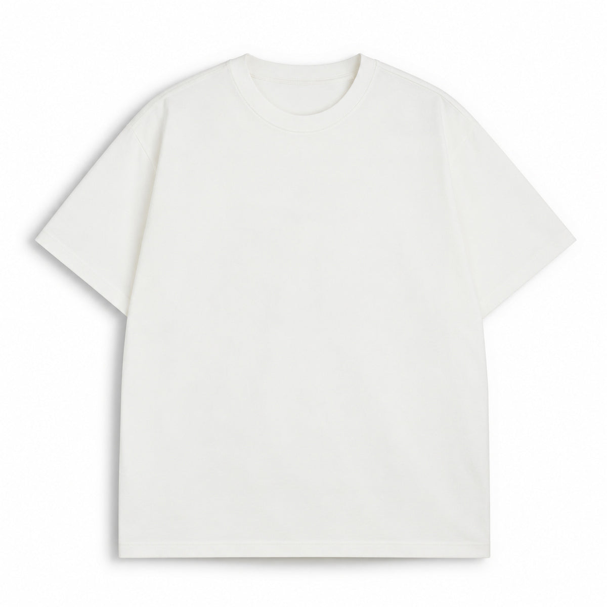 White Organic Cotton T-Shirt with Heavyweight Fabric and Curved Hem