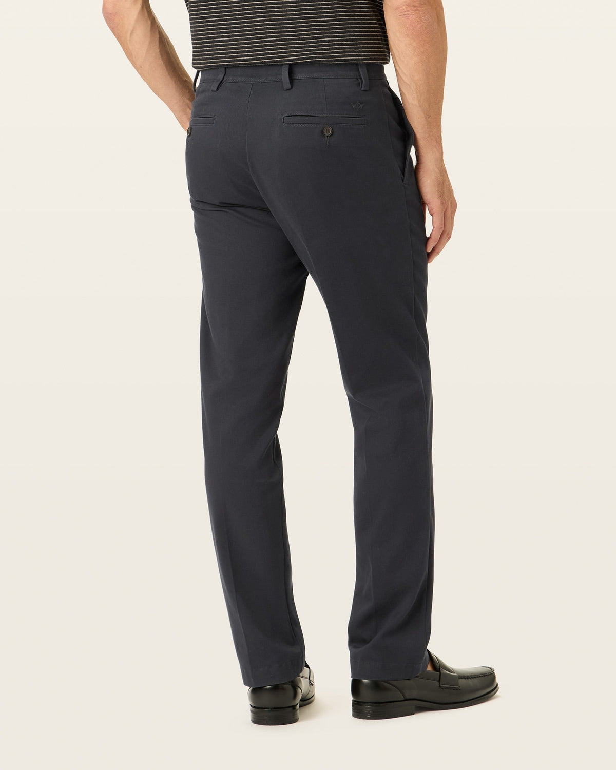 Straight Fit Pants with Stretch Fabric and Wrinkle-Resistant Treatment