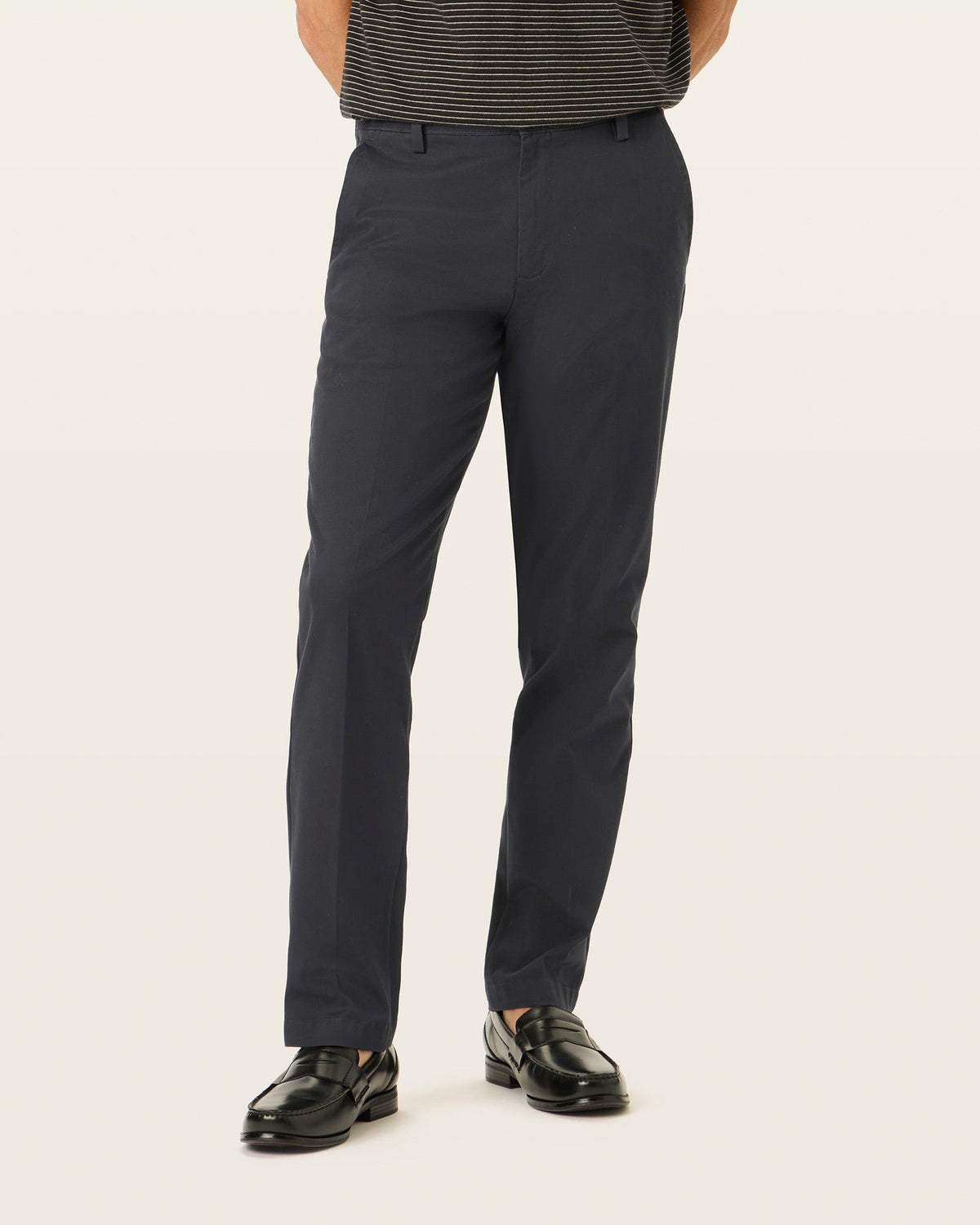 Straight Fit Pants with Stretch Fabric and Wrinkle-Resistant Treatment