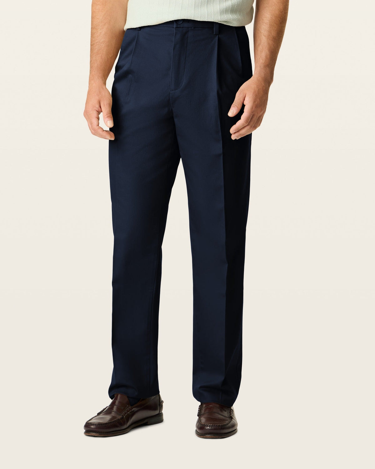 Pleated Khaki Pants with Stretch Fabric and Stain Defender, Wrinkle-Resistant