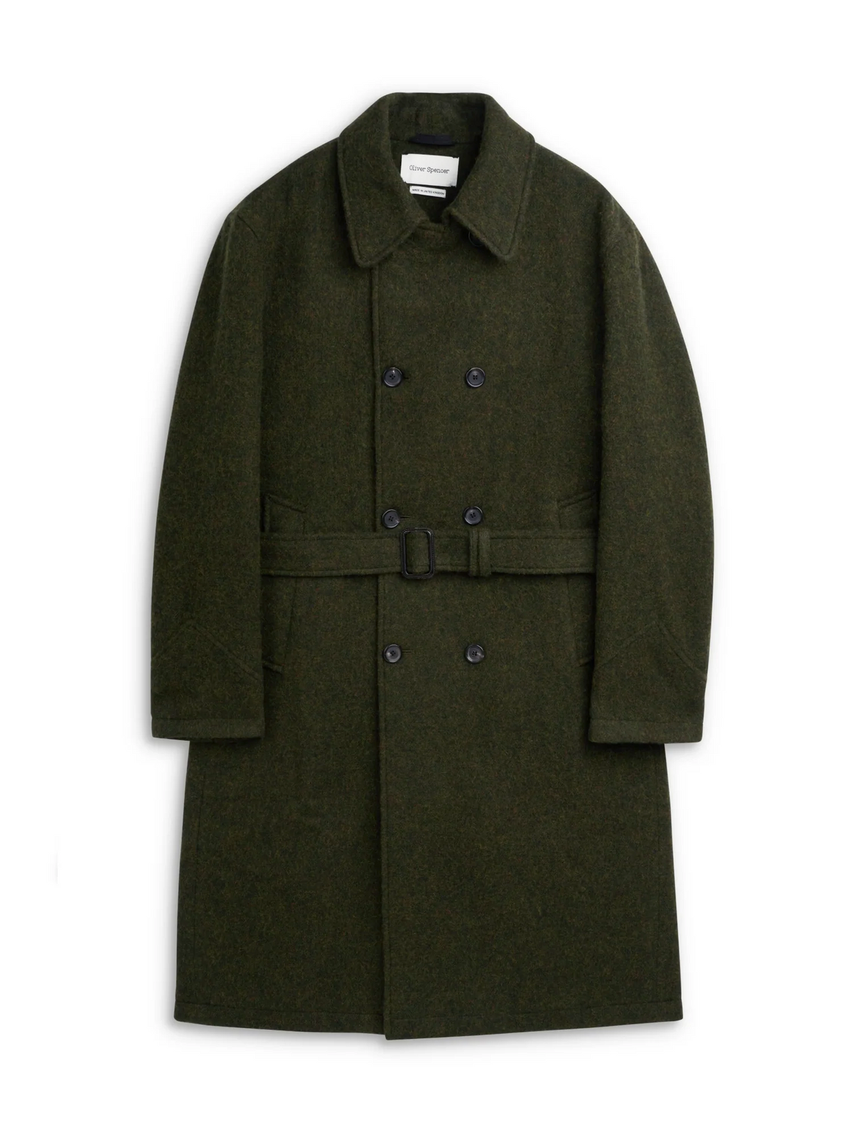 Double-Breasted Wool Winter Coat with Adjustable Belt and Horn Buttons