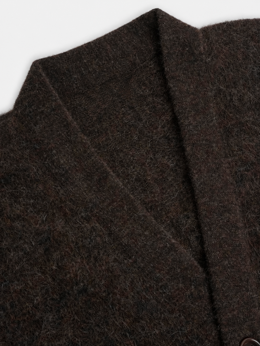 Collarless Cardigan with Alpaca Wool Blend and Mid-Century Styling