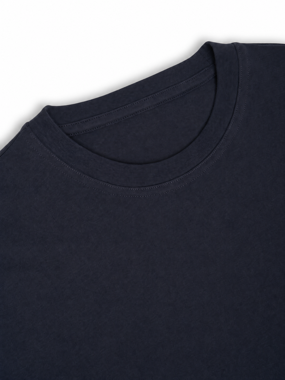 Navy Organic Cotton T-Shirt with Curved Hem and Heavier Weight for Autumn