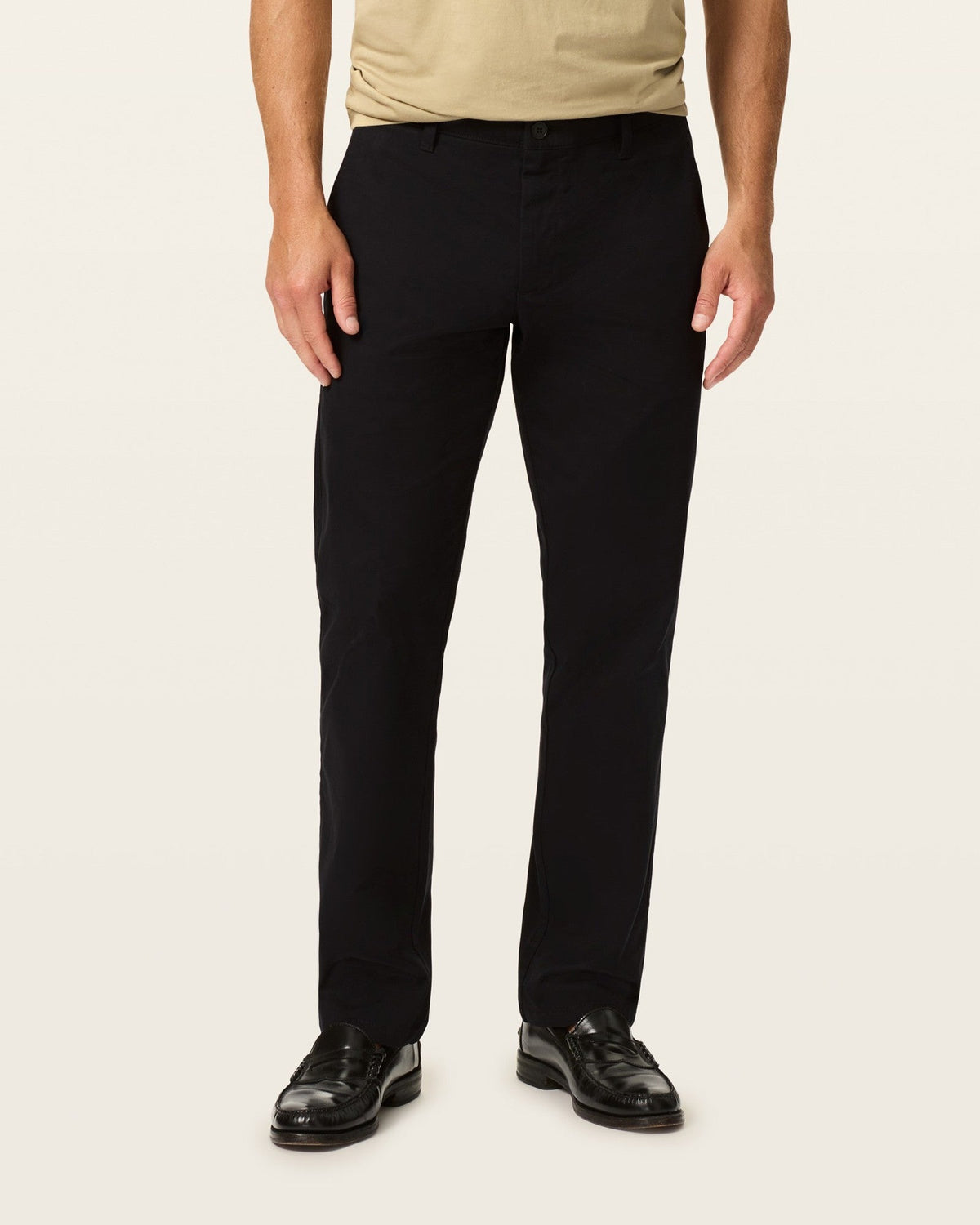Straight Fit Cotton Khaki Pants with Belt Loops and Pockets