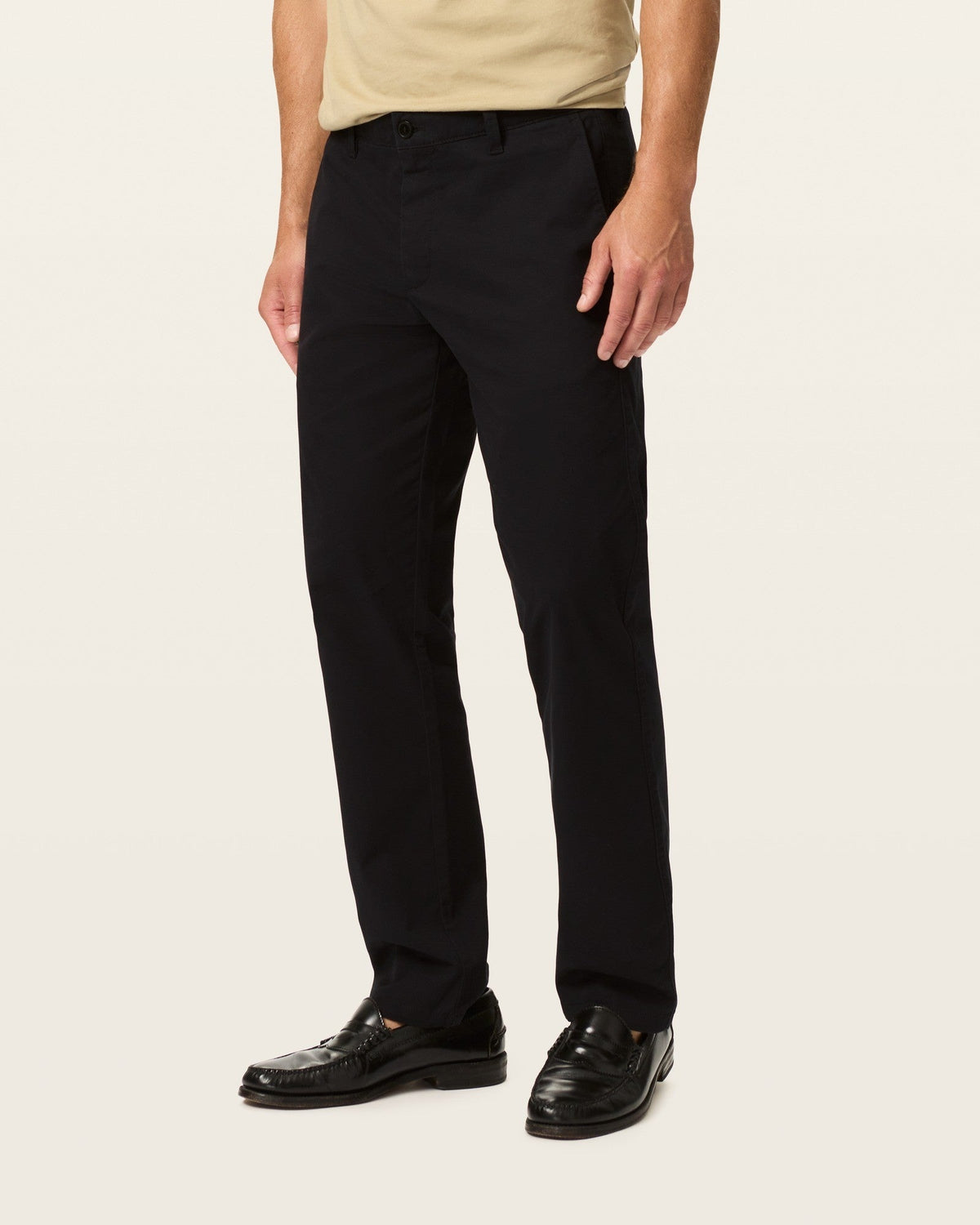 Straight Fit Cotton Khaki Pants with Belt Loops and Pockets