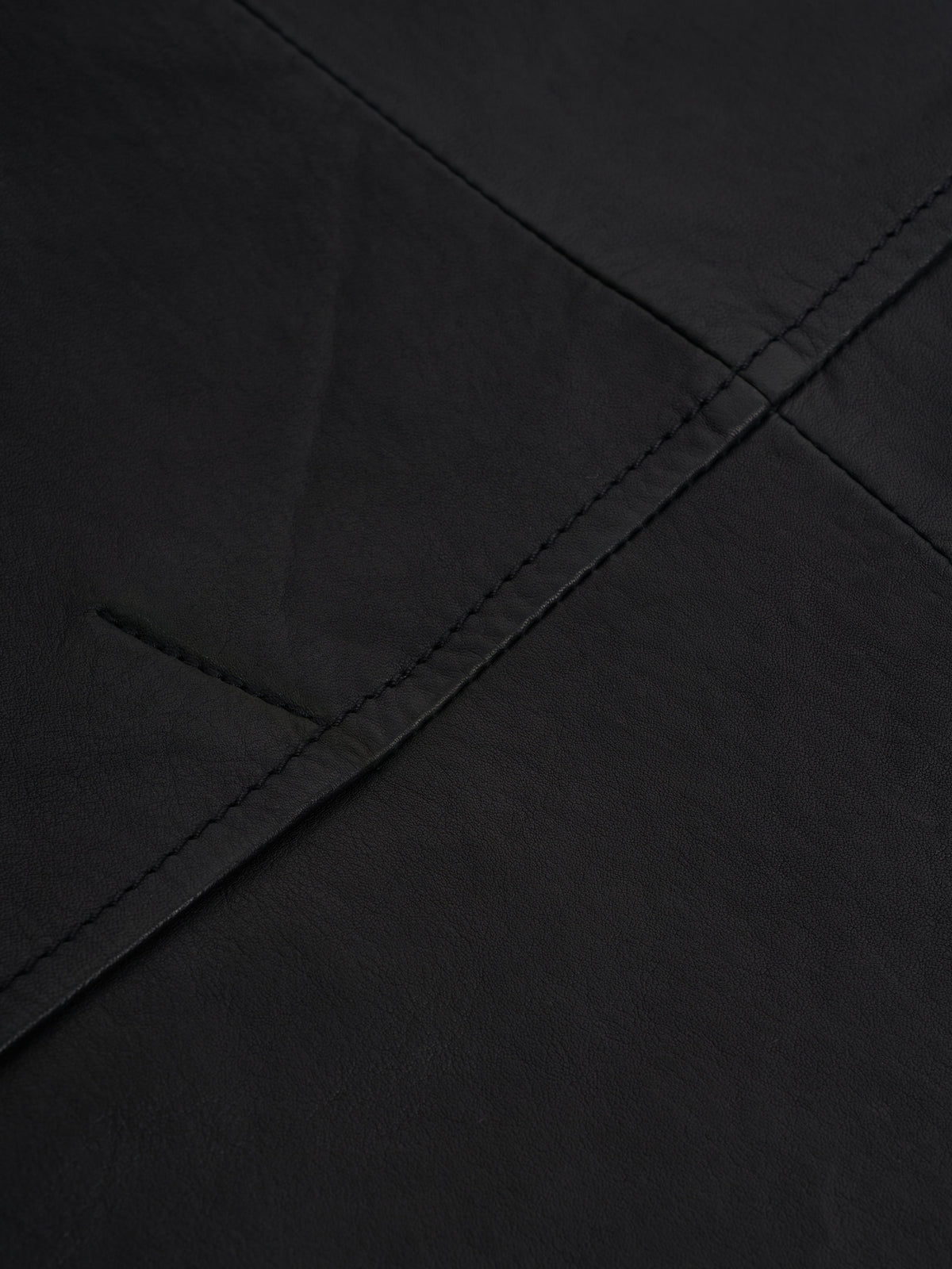 Black Leather Jacket with Two-Button Closure and Notch Lapels