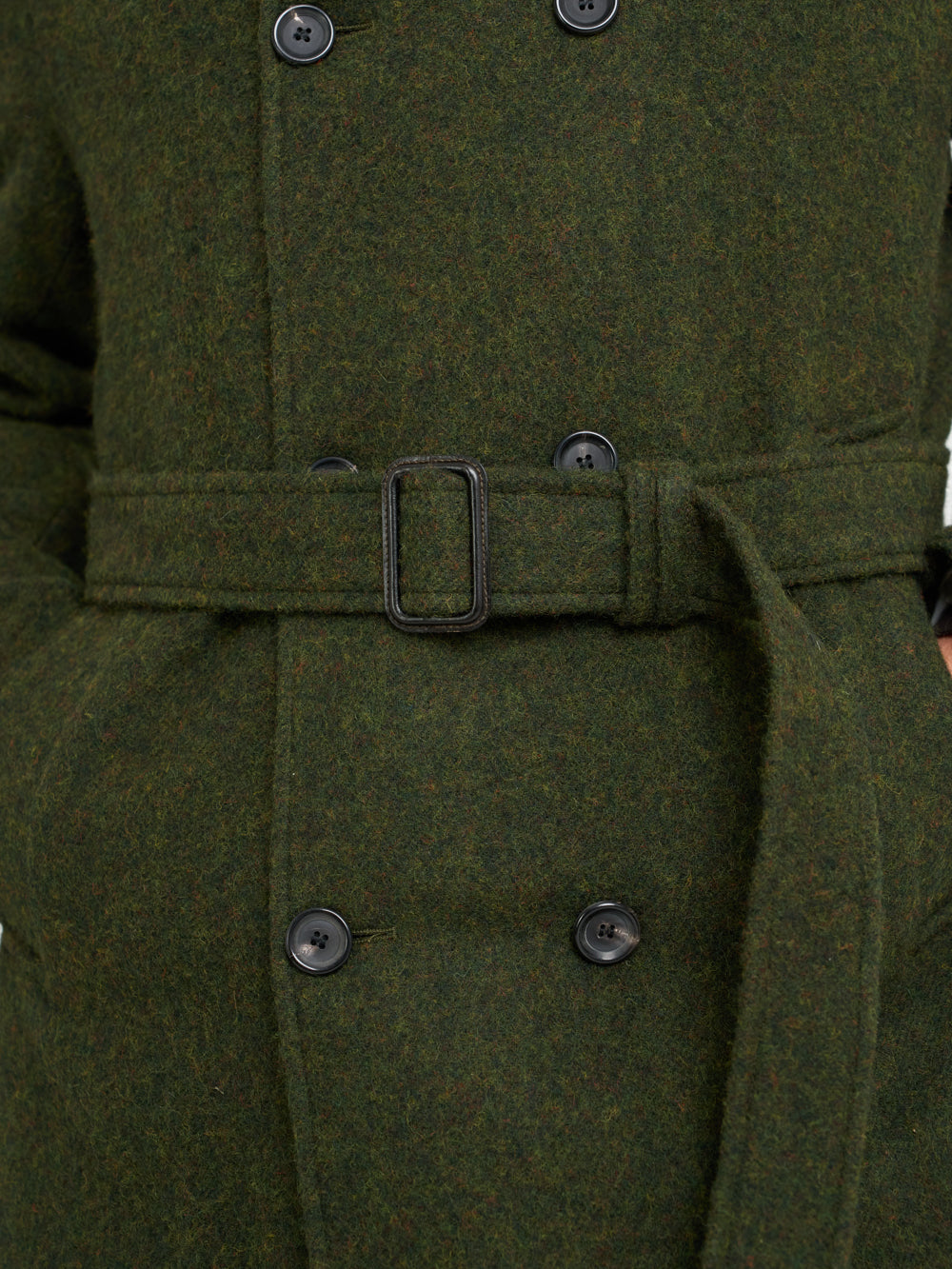 Double-Breasted Wool Winter Coat with Adjustable Belt and Horn Buttons
