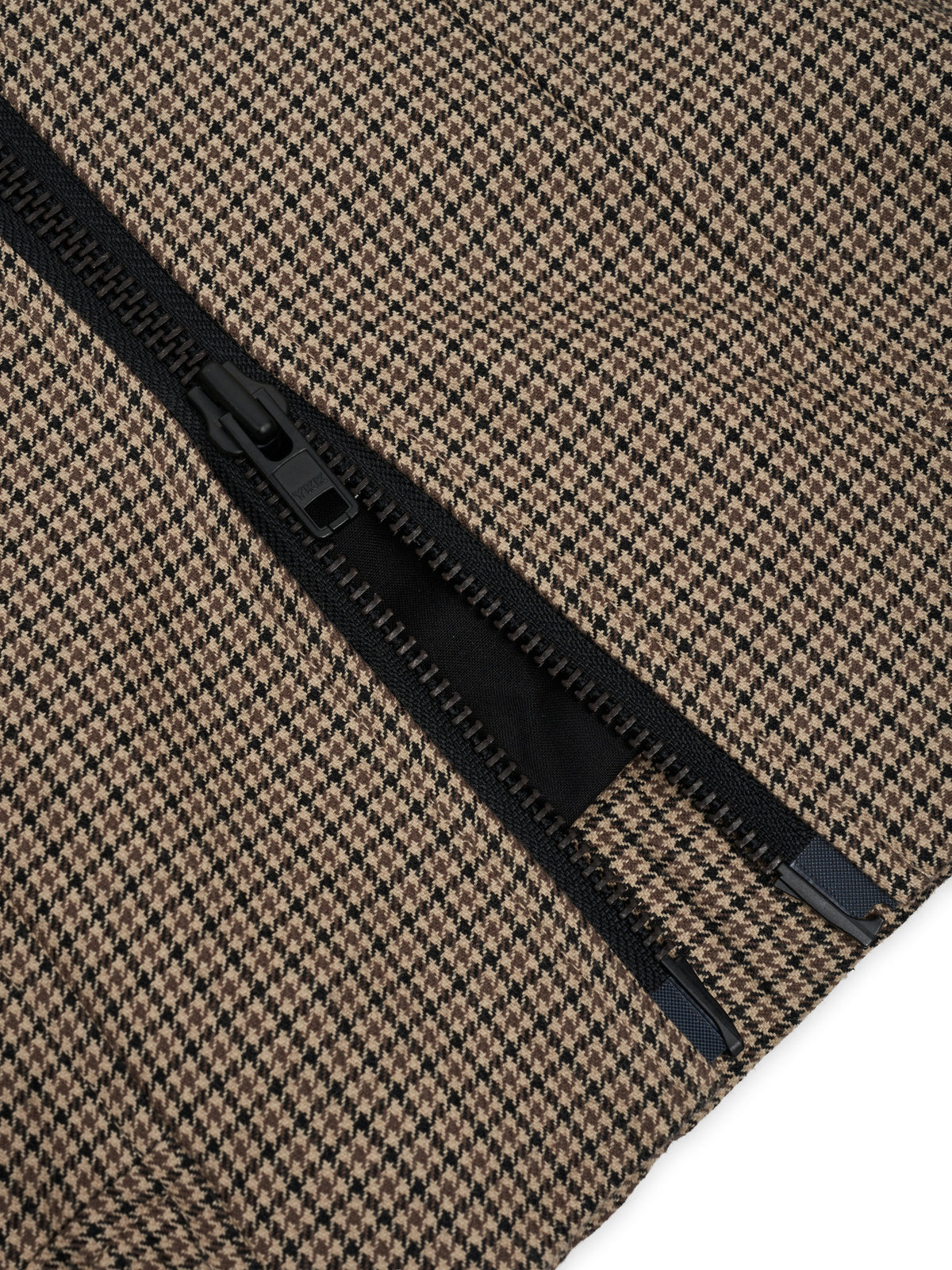Bomber Jacket with Cotton Wool Blend and Houndstooth Weave, Double-Zip Closure