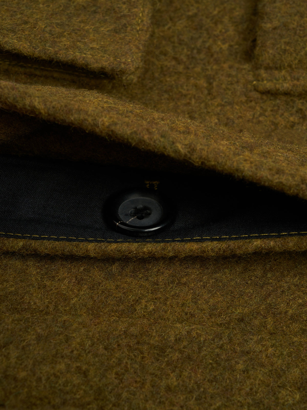 Wool Field Jacket with Covered Placket and Rear Adjusters, Moss Green