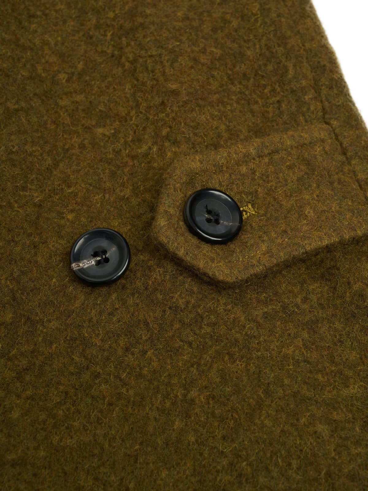 Wool Field Jacket with Covered Placket and Rear Adjusters, Moss Green