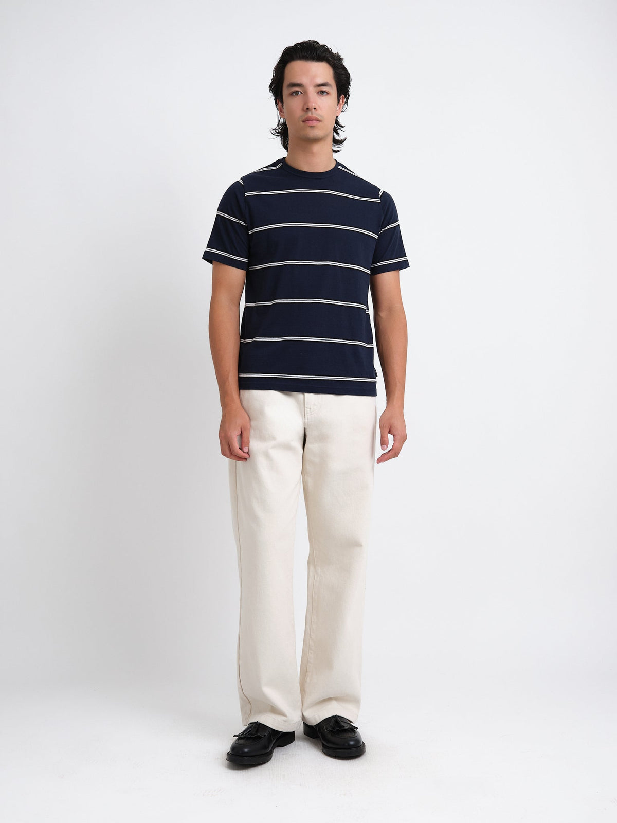 Horizontal Stripe T-Shirt in Navy Organic Cotton