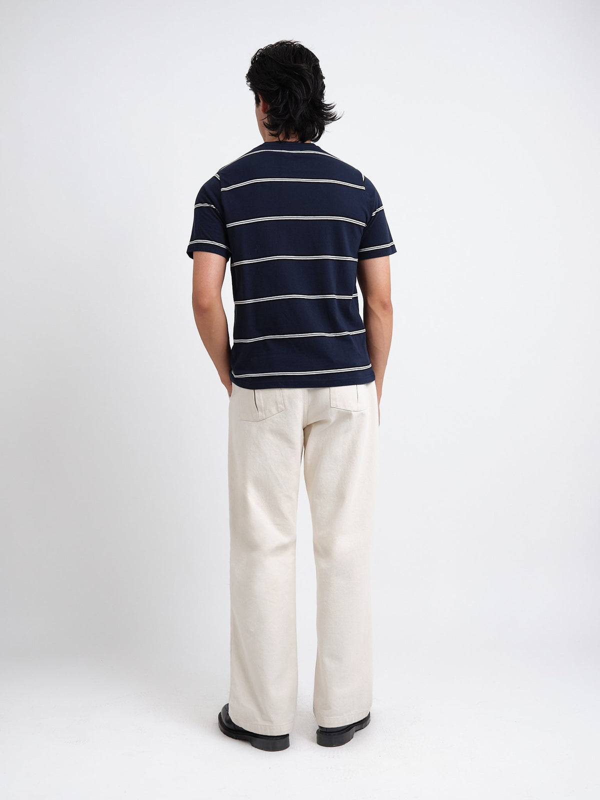 Horizontal Stripe T-Shirt in Navy Organic Cotton
