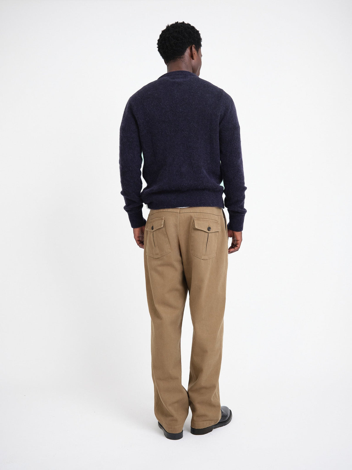 Alpaca Wool Blend Jumper with Double-Knit Ribbed Neckline and Elasticated Cuffs, Purple