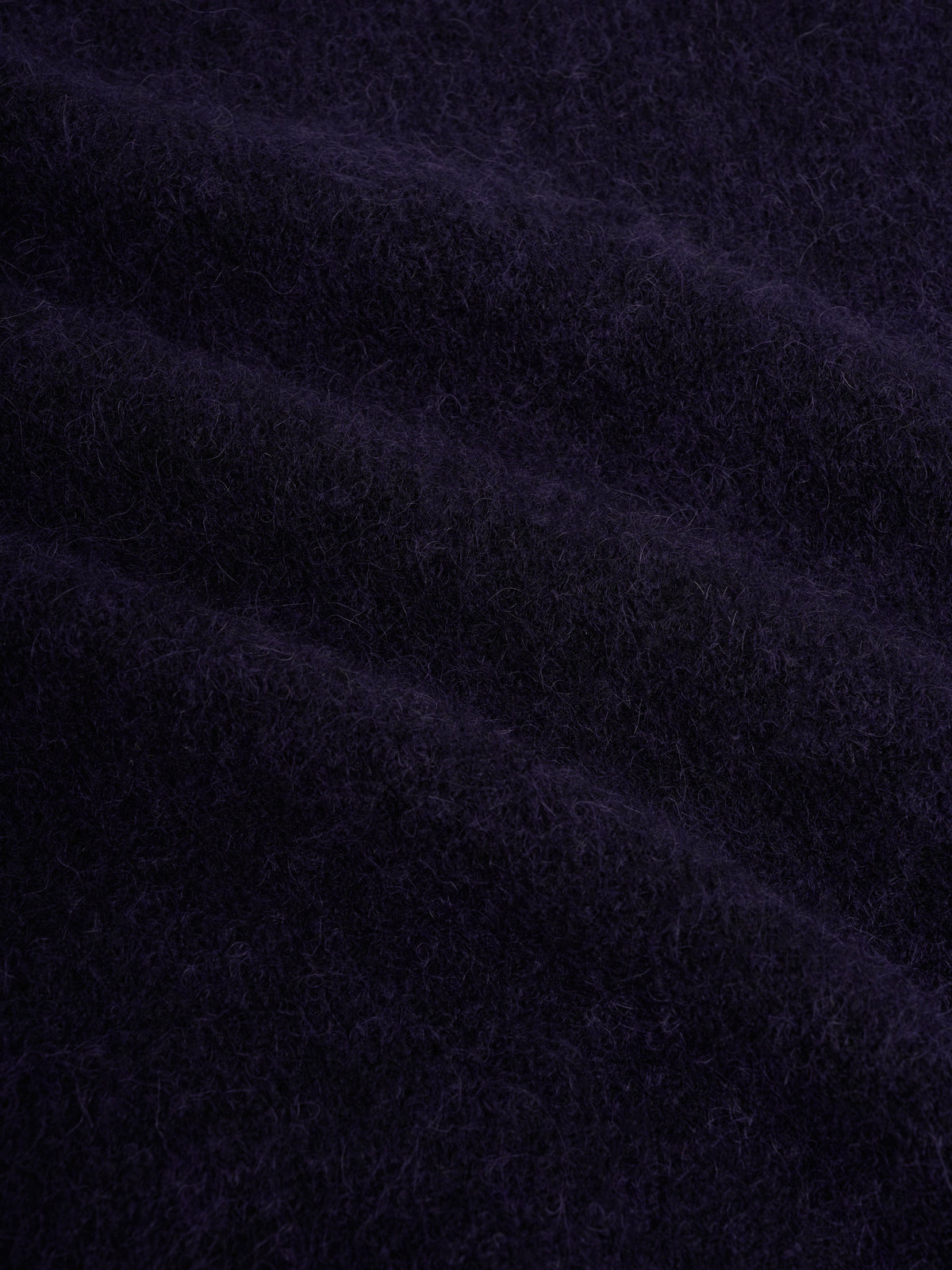Alpaca Wool Blend Jumper with Double-Knit Ribbed Neckline and Elasticated Cuffs, Purple