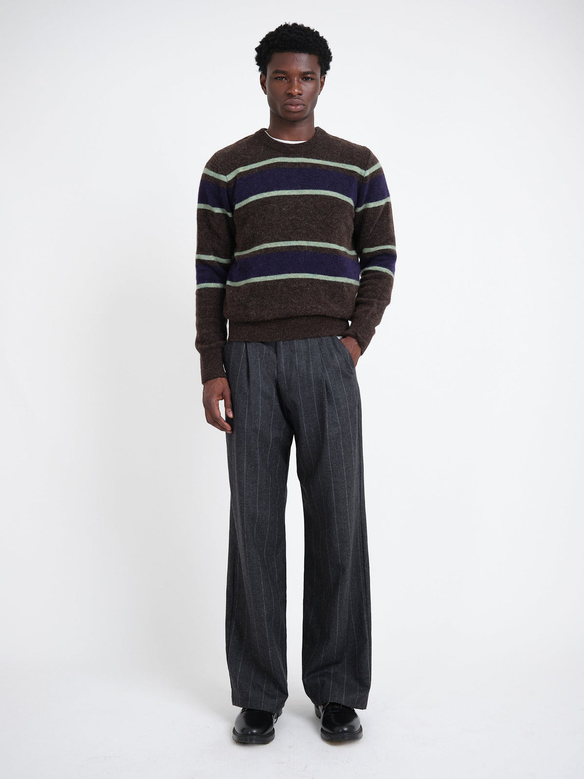 Striped Jumper with Alpaca Wool Blend and Elasticated Cuffs, Regular Fit