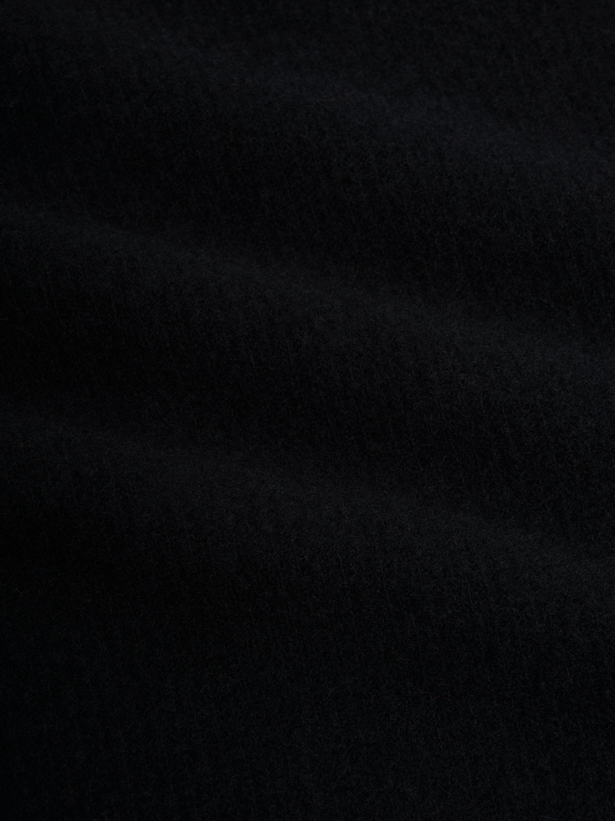 Extrafine Wool Pullover Sweater with Ribbed Collar and Elastic Waist, Black