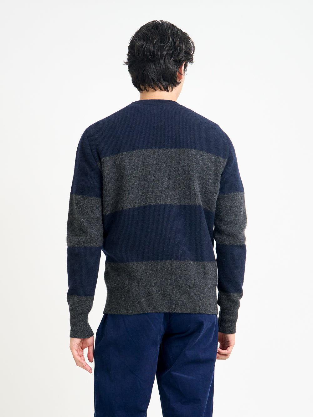 Extrafine Wool Jumper with Navy and Charcoal Color