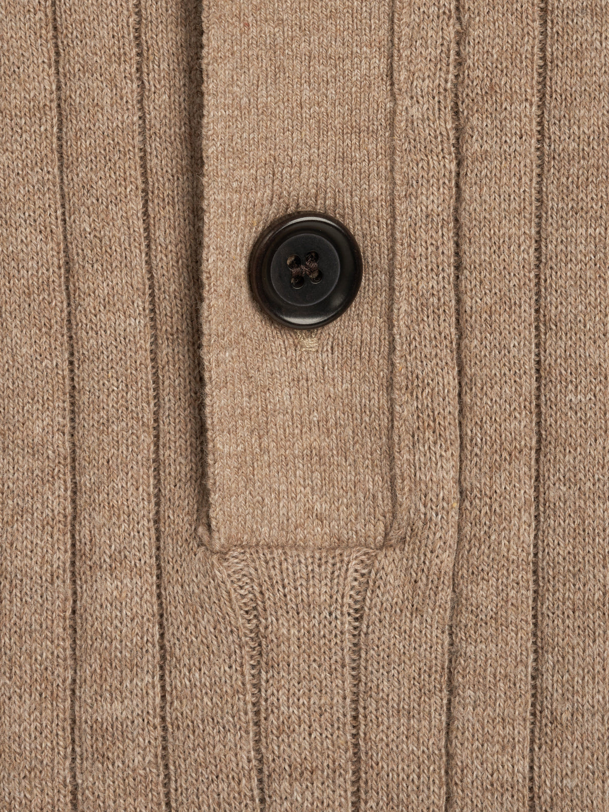 Long-Sleeve Knitted Polo Shirt with Organic Cotton and Soft Ribbed Collar, Sand