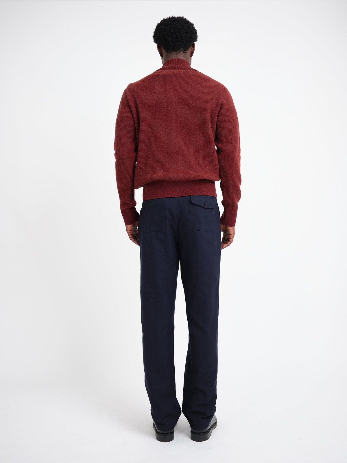 Extrafine Wool Cardigan with Spread Collar and Button Front, Red