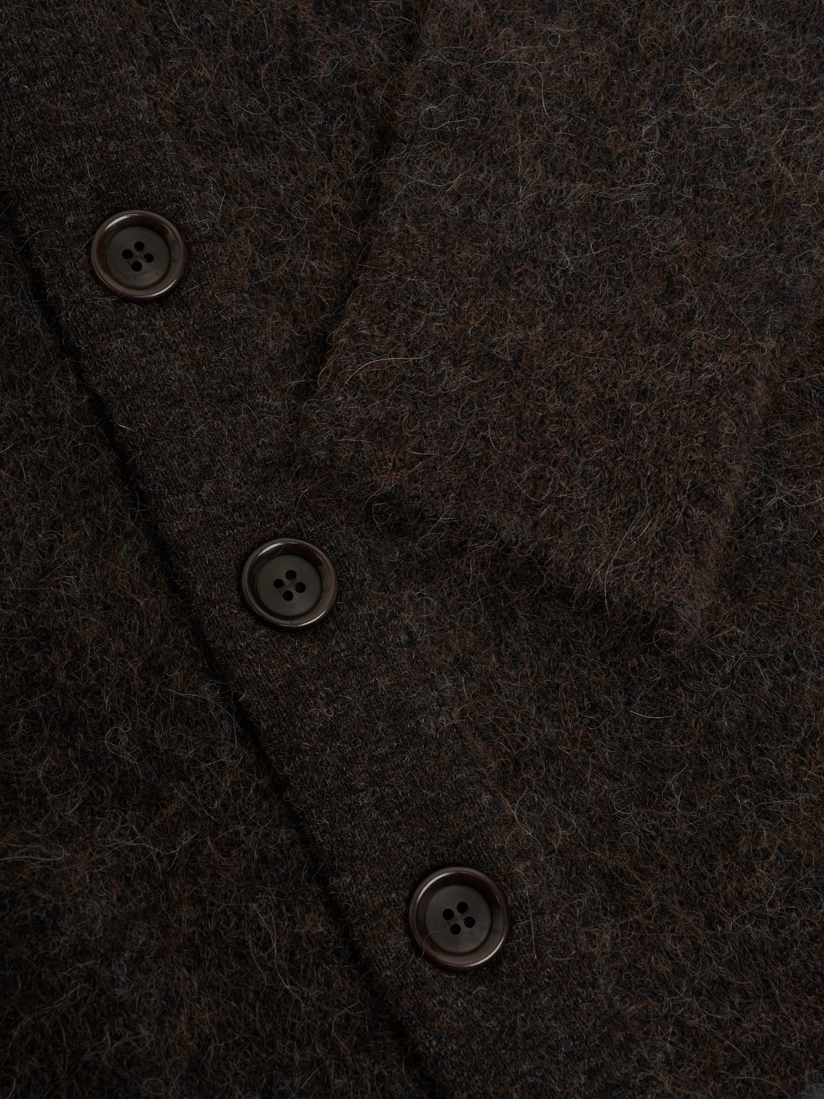 Collarless Cardigan with Alpaca Wool Blend and Mid-Century Styling